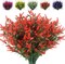Artificial Lavender Flowers Plants 8 Bundles UV Resistant Faux Outdoor Plastic Greenery Shrubs Plants Hanging Planter Kitchen Home Wedding Office Garden Decor (Orange Red)